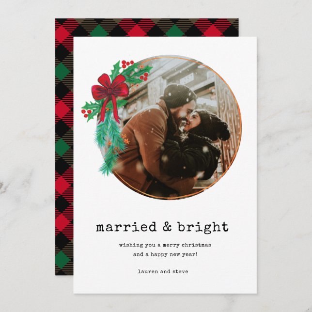 Gift Bright Photo Newlyged Couple jul Julkort (Fram/baksida)