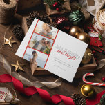 Gift Bright Photo Newlyged Couple jul Julkort<br><div class="desc">Julfotoport för nyfödda med tre helgdag som är utformade som "präglade och ljusa". Anpassa framsidan av det här Julhälsningar kortet med namn, året och tre av dina favoritfoton från året. (Bäst resultat får du om du skördar bilderna till rektanglar eller användor foton i vågrät). Kortets baksida går tillbaka till koordinerande...</div>