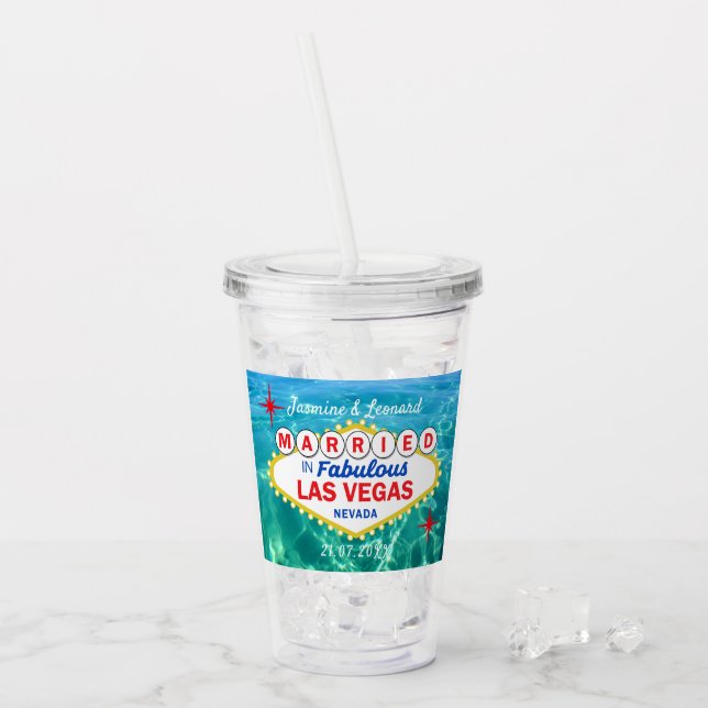 Gift Bröllop Las Vegas Pool Party Take Away Mugg (Framsida Ice)