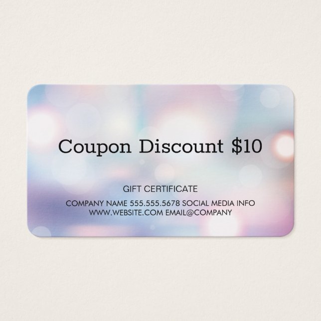 Gift Card Boke | Coupon Code Visitkort (Framsidan)