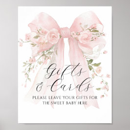 Gift & Card Floral Bow Flower Girl Baby Shower Poster