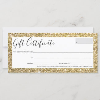GIFT CERTIFIATE elegant chic glam guld glitter