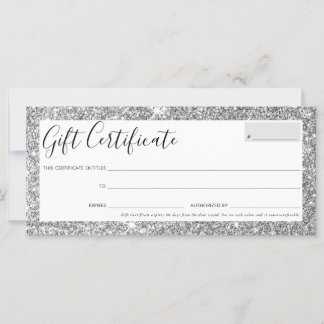 GIFT CERTIFIATE elegant chic glam silver glitter