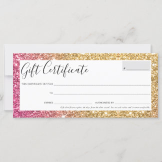 GIFT CERTIFIATE söt chic glam guld glitter
