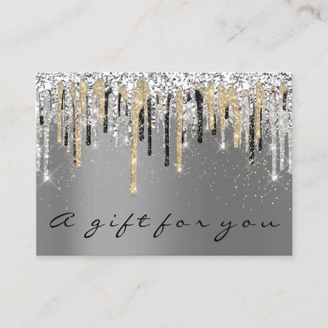 Gift Certificate Beauty Shop Hair Nagel Silver Visitkort (Framsida)