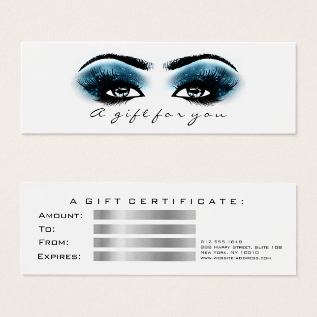 Gift Certificate Blue Marine White Lash Makeup Litet Visitkort (Framsida & baksida)