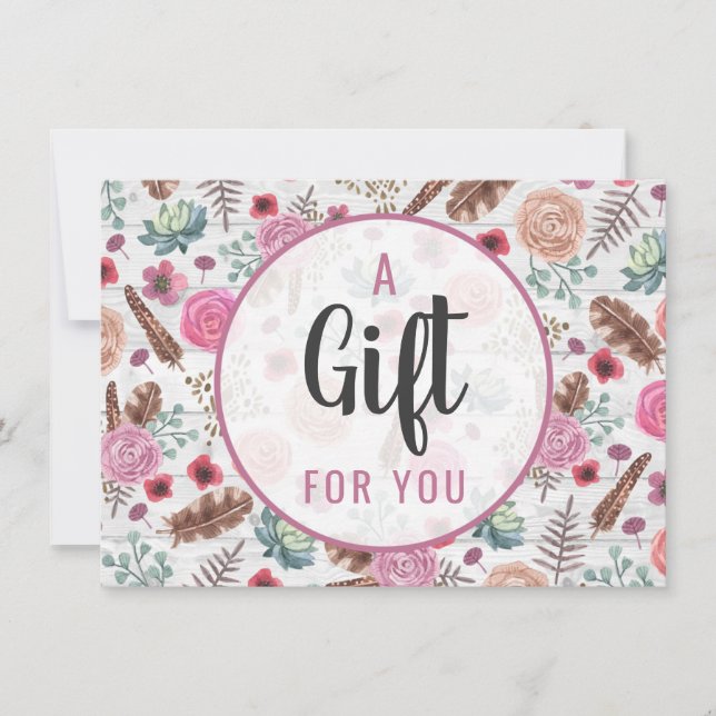 Gift Certificate Boho Chic Rustic Feather Arrow (Framsida)