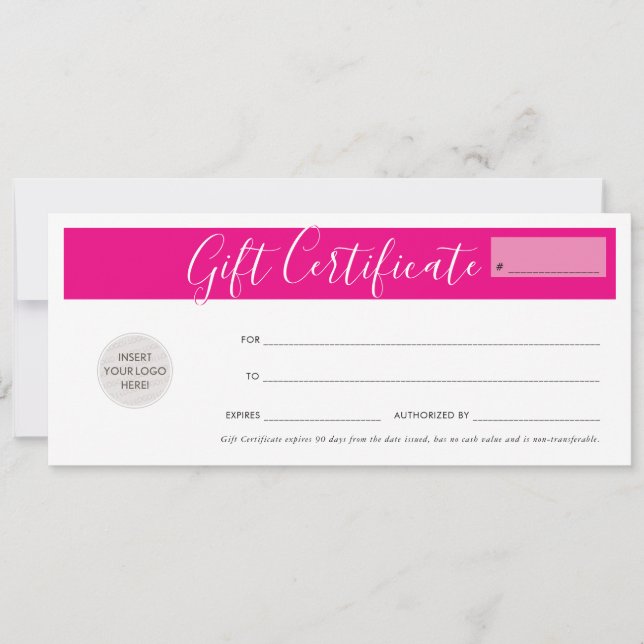 GIFT CERTIFICATE business voucher fuschia rosa Inbjudningar (Framsida)