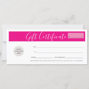 GIFT CERTIFICATE business voucher fuschia rosa Inbjudningar
