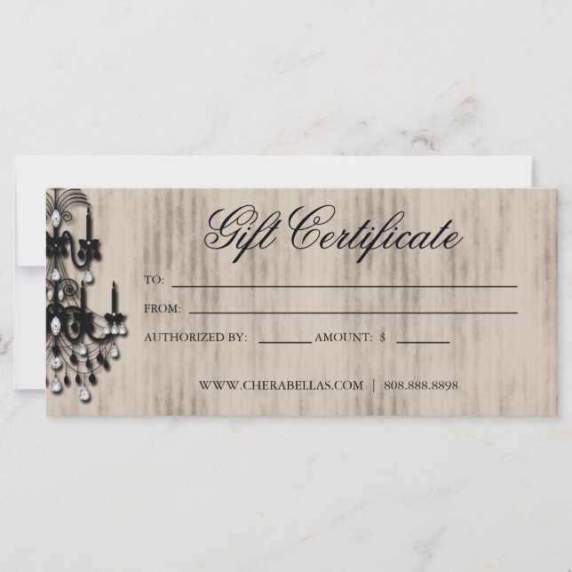 Gift Certificate Chandelier Nagel Hair Salon (Framsida)