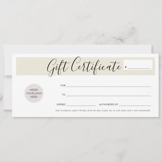 GIFT CERTIFICATE elegant business vericher elfenbe Inbjudningar (Framsida)