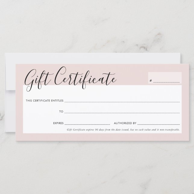 GIFT CERTIFICATE elegant chic  rosa ros guld (Framsida)