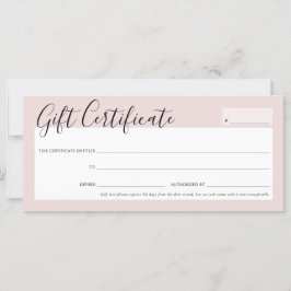 GIFT CERTIFICATE elegant chic  rosa ros guld