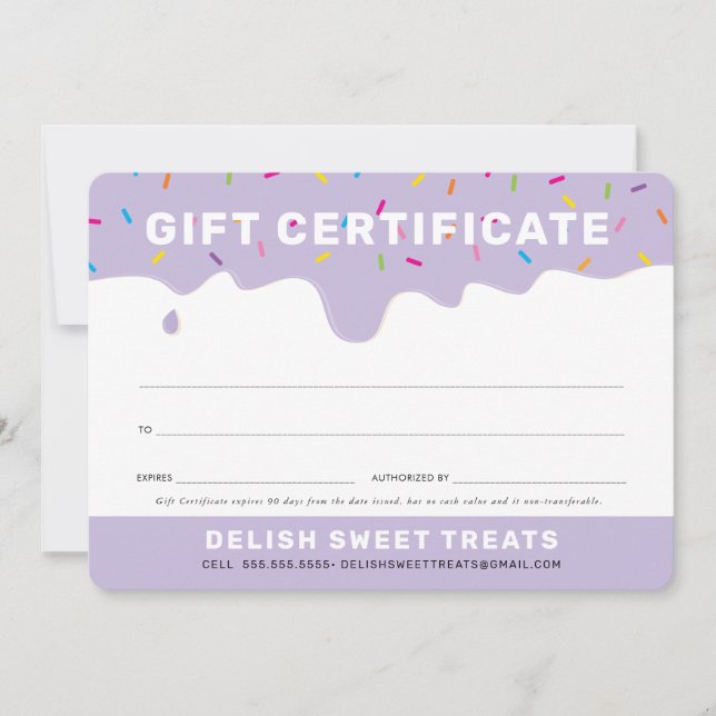 GIFT CERTIFICATE Frosting färg sprinkles lilac (Framsida)