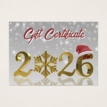 Gift Certificate Gold Big 2026 New Year Gift Card