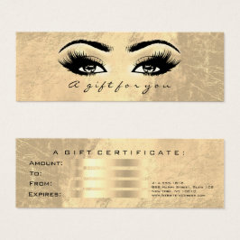Gift Certificate Guld Leather Lash Makeup Beauty Litet Visitkort