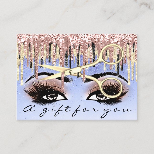 "Gift Certificate Hairdresser Blue Lash Makeup" Visitkort (Framsida)