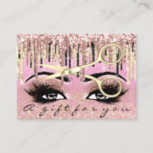 Gift Certificate Hairdresser Glitter Guld Makeup Visitkort