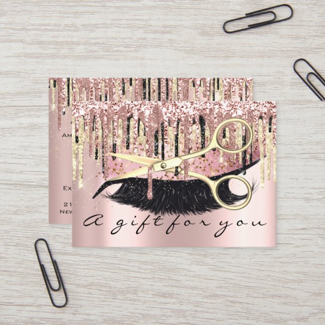 Gift Certificate Hairdresser Makeup Lash Guld Ro Visitkort (Fram/Back In Situ)