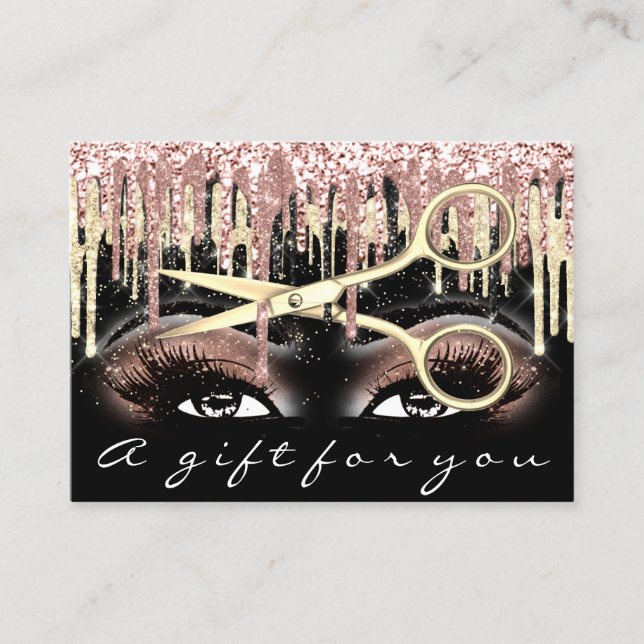 Gift Certificate Hairdresser Ro Black Makeup Visitkort (Framsida)