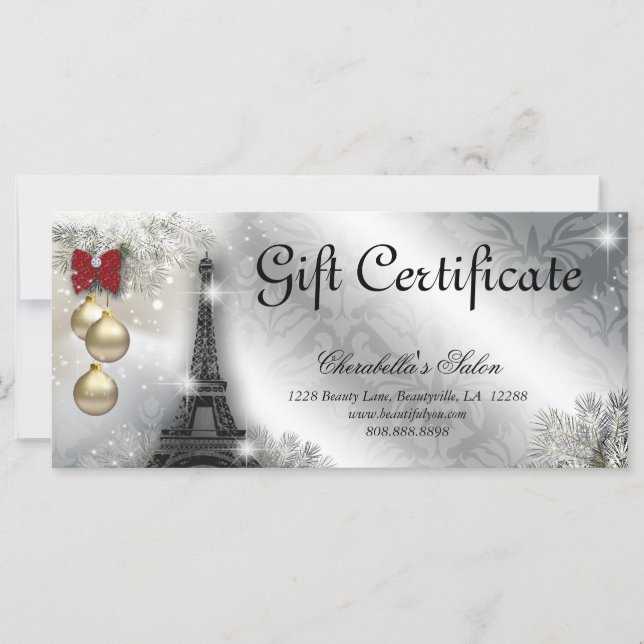 Gift Certificate Julafton Salon Eiffel Torn Paris (Framsida)