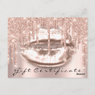 Gift Certificate Lash Kiss Läppar Makeup Glam Vykort