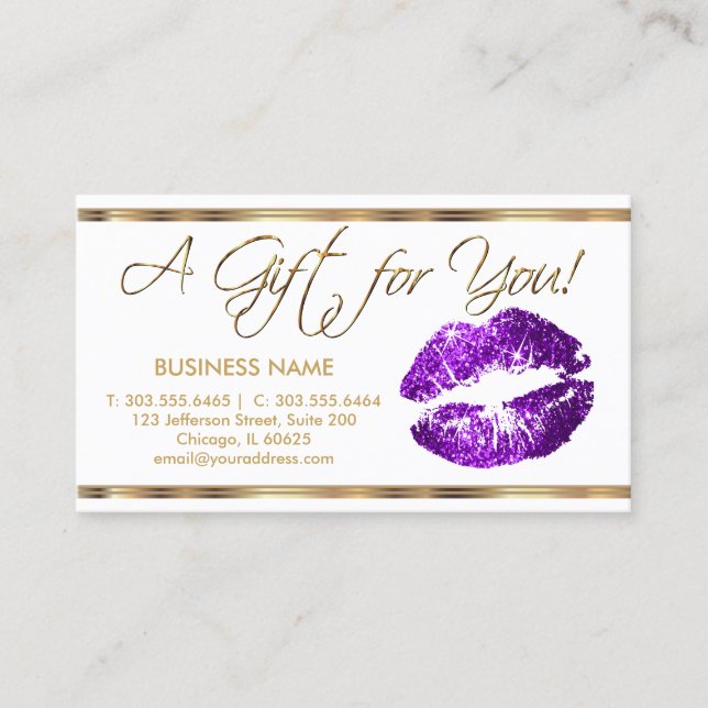 Gift Certificate Lila Lipstick Business Rabattkort (Framsida)
