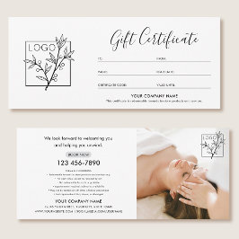 Gift Certificate Logo Photo Modern Script Card