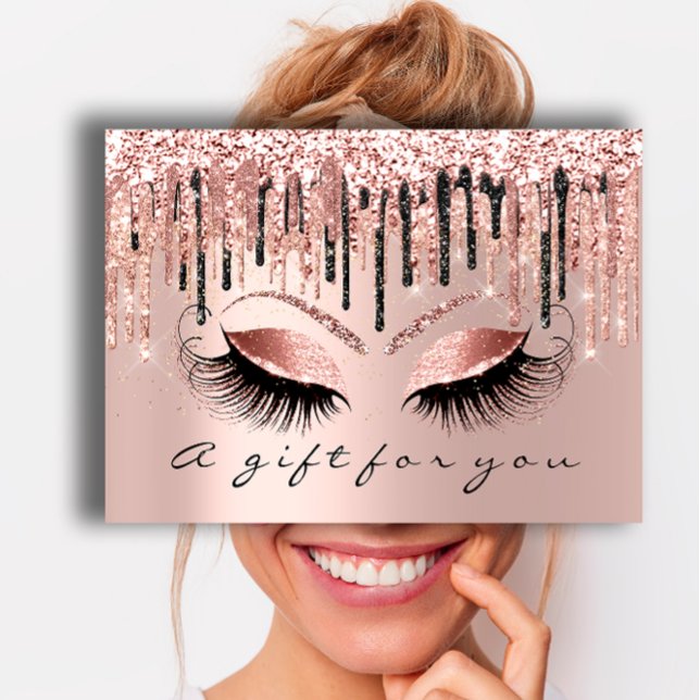Gift Certificate Makeup Lash Hair Nagel Öga Ro Visitkort (Gift Certificate Makeup Lash Hair Nails Eyes Rose)