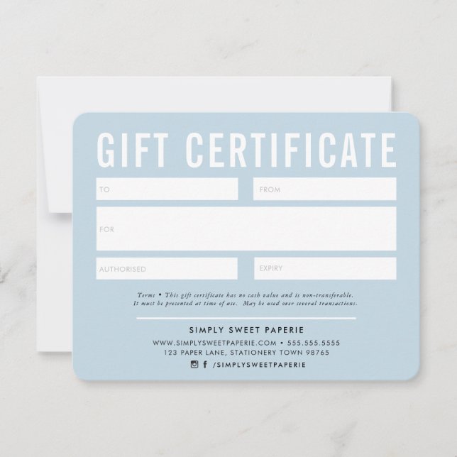 GIFT CERTIFICATE modern business blek blue (Framsida)