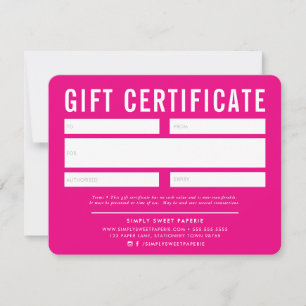 GIFT CERTIFICATE modern business shock rosa white