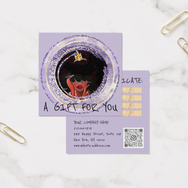 Gift Certificate Nagel Hair Dresser Makeup Violet Fyrkantigt Visitkort (Kontor)