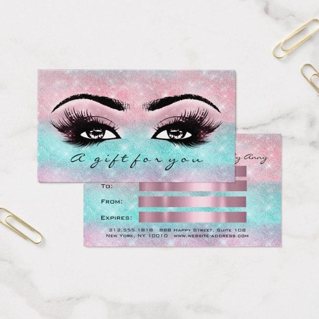 "Gift Certificate Ocean Ro Ombre Lash Makeup Visitkort (Kontor)