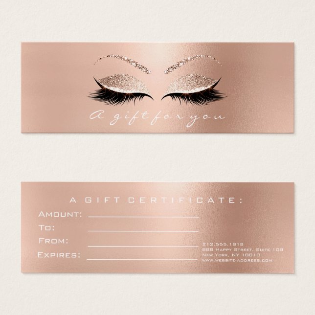 Gift Certificate Ro White Rosa Lux Lash Makeup Litet Visitkort (Framsida & baksida)