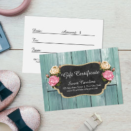 Gift Certificate Shabby Vintage Rustic Ro