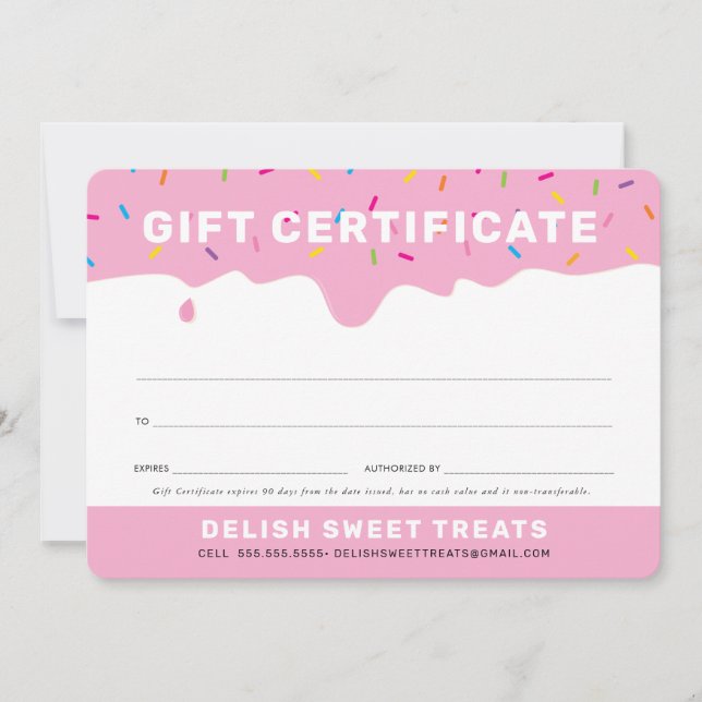 GIFT CERTIFICATE Söt frosting sprinkles rosa (Framsida)