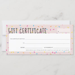 GIFT CERTIFICATE söt roligt färglös sprinkles part