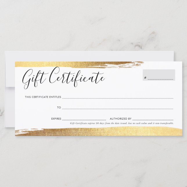 GIFT CERTIFICATE VOUCHER elegant chic gilds guld (Framsida)
