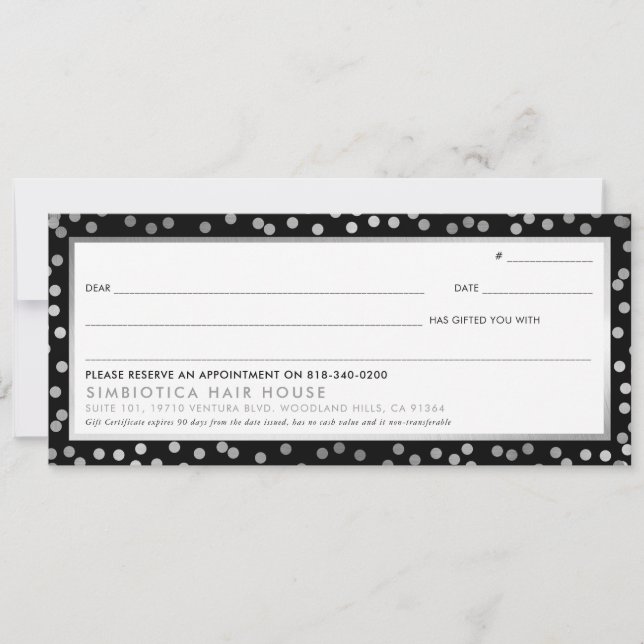 GIFT CERTIFICATES glam konetti silver dots black (Framsida)