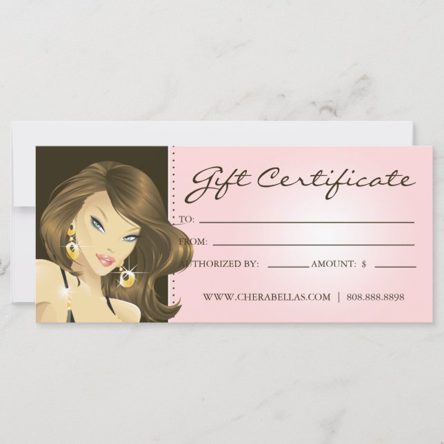 Gift Certificates Hair Salon Söt Woman Rosa (Framsida)