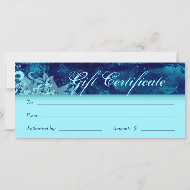 Gift Certificates Salon Spa Blue Blommigt Grunge (Framsida)