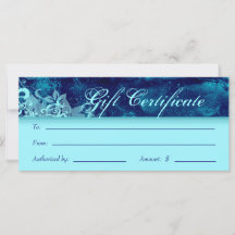 Gift Certificates Salon Spa Blue Blommigt Grunge
