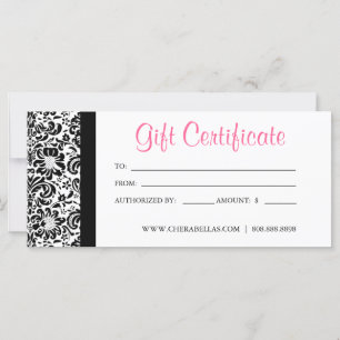Gift Certificates Salon Spa Rosa Damask Ram