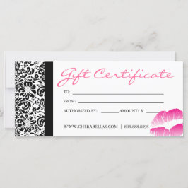 Gift Certificates Salon Spa Rosa Damask Ram Läppar