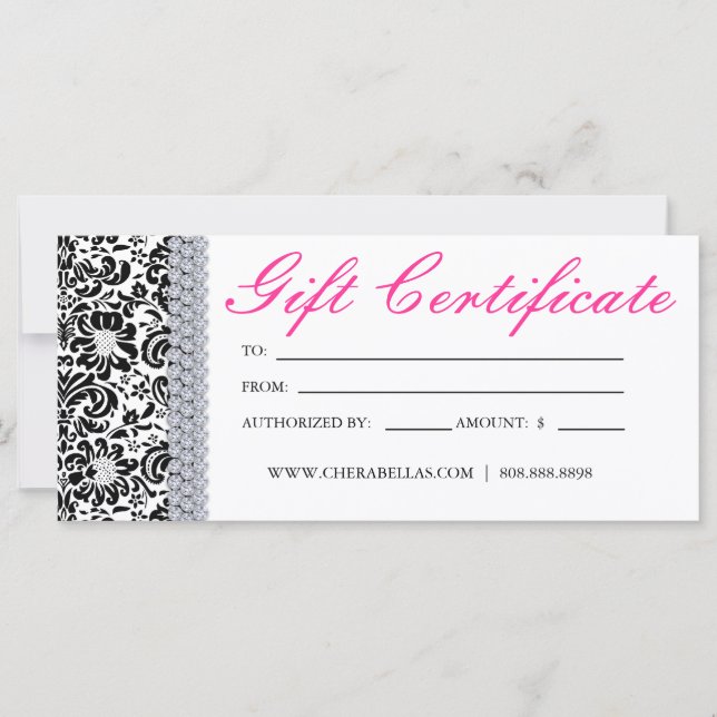 Gift Certificates Salon Spa Rosa Krona Jewelry (Framsida)