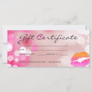 Gift Certificates Salon Spa Rosa Läppar & Ljus