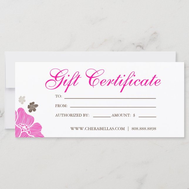 Gift Certificates Salon Tropical Flower rosa Brown (Framsida)
