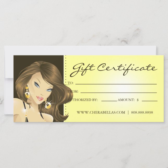 Gift Certificates Tanning Salon Söt Woman Ylw (Framsida)