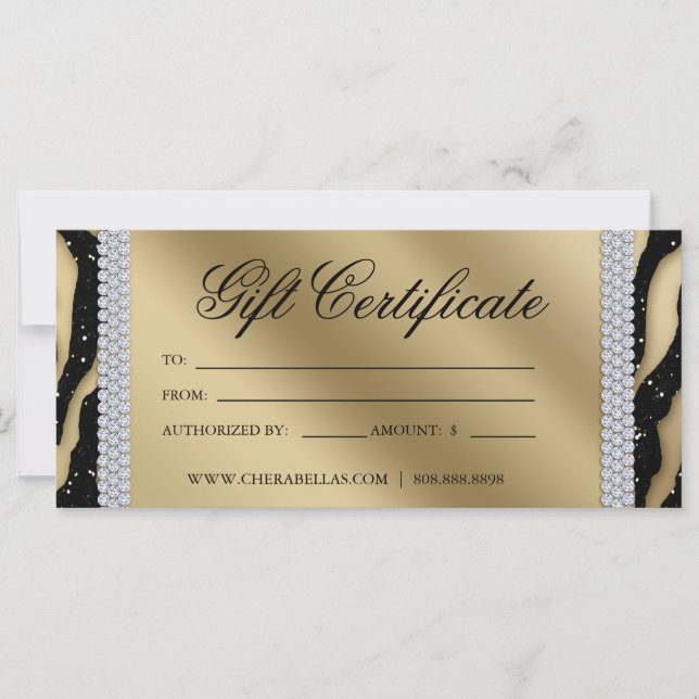 Gift Certificats Tanning Salon Jewelry Black Guld (Framsida)