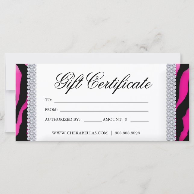 Gift Certificats Tanning Salon Jewelry Rosa Black (Framsida)